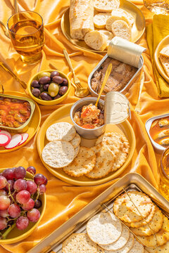 Spread of Crackers and Tinned Fish