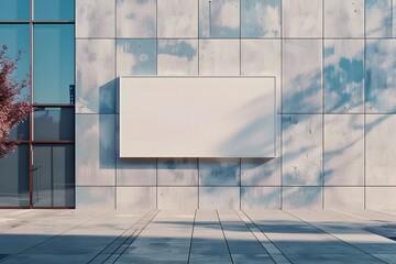 Stylized Blank Billboard on Building Facade in 3D Rendering