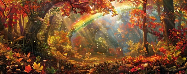 Fall's Rainbow A Vibrant Display of Autumn's Colors Generative AI