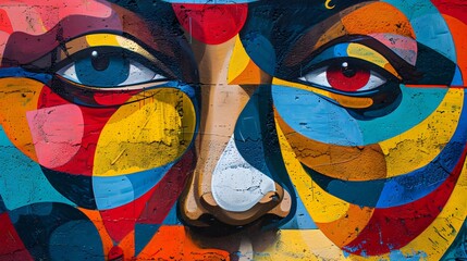 Vibrant Graffiti Portrait of a Girls Face in Street Art Style