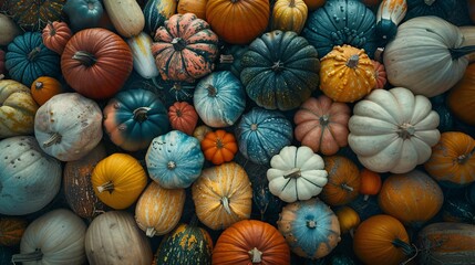 Autumn's Vibrant Palette A Pumpkin-Filled Extravaganza Generative AI - obrazy, fototapety, plakaty