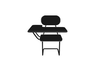 School desk chair icon. Desk Chair (Back To School) icon. School Table black Flat Icon. vector icon symbol isolated on white background.