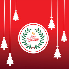 christmas card with christmas tree and balls