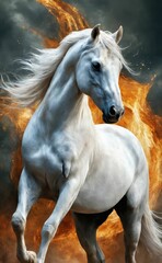 Obraz na płótnie Canvas Fantasy Illustration of a wild Horse. Digital art style wallpape