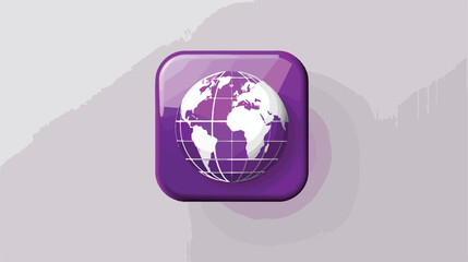 Purple square button with white globe.