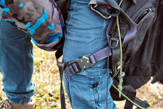 Person securing the harness
