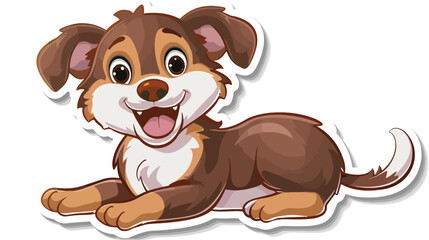 Sticker of a cartoon panting dog.