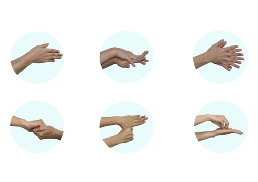 Six steps to wash your hands