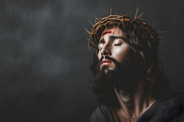 Jesus Christ in the crown of thorns - obrazy, fototapety, plakaty