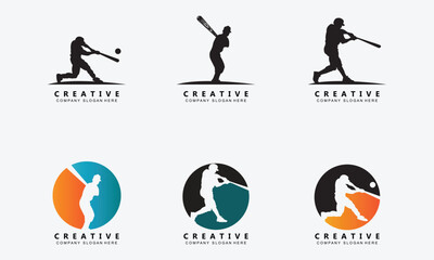 Baseball sports bundle set design, company brand icon vector illustration Vector and SVG