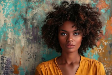 studio fashion shot of natural beauty African American mid aged woman
