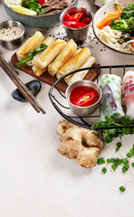 Fresh and delicius Vietnamese food table, asian food.