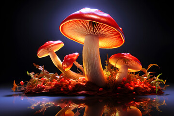 Group of Mushrooms on Table. AI generated - 751201828