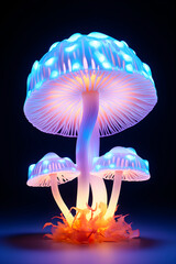 Illuminated Mushroom on Table. AI generated - 751201879