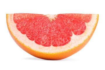 Cut ripe grapefruit isolated on white. Citrus fruit