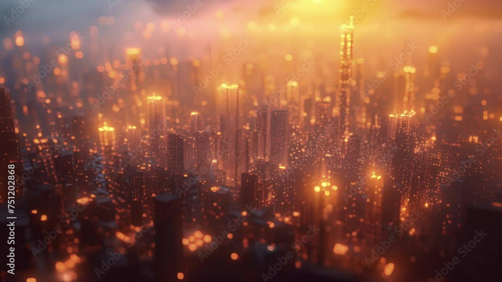 Poster a bustling virtual city filled with skysers of code and data comes to life in a mesmerizing motion g