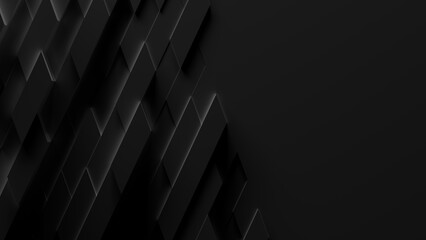 Dark Black Geometric Background With Copy Space (3D Illustration)