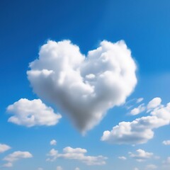 Naklejka na ściany i meble white cloud in the shape of a heart in the blue sky.