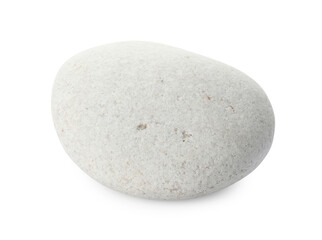 Fototapeta na wymiar One stone isolated on white. Sea pebble