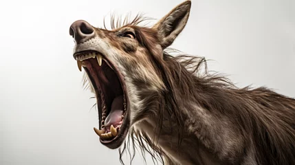 Türaufkleber Portrait of a screaming donkey © Anaya