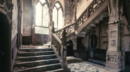 Fototapeta na wymiar Interior of a generic magnificent old gothic castle