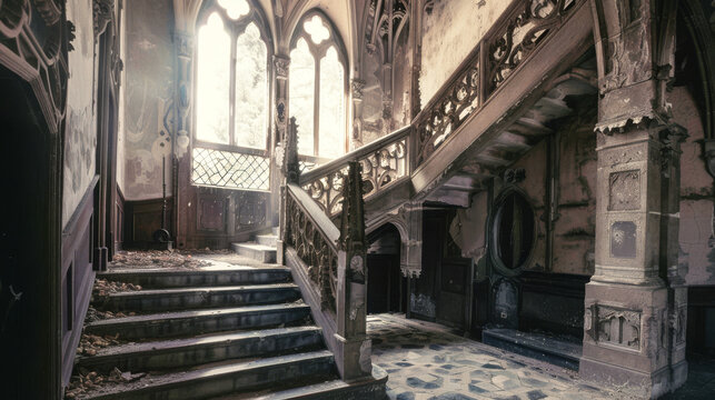 Interior of a generic magnificent old gothic castle