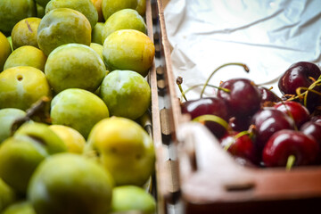 Cherries and fruit in Spanish Market