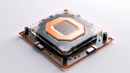 Quantum processor isolated on a white background
