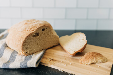 Sliced Rustic Bread On Countertop