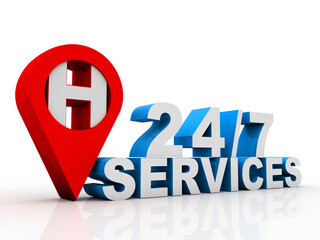 3d illustration 24H hospital service
