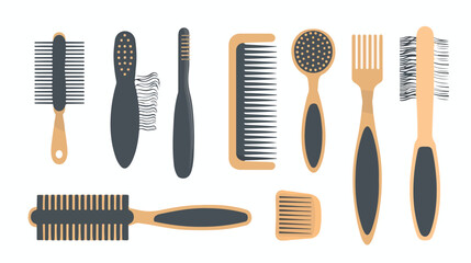 Flat style vector hairbrush illustration - obrazy, fototapety, plakaty