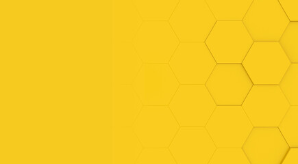 Yellow Hexagon Background With Copy Space (3D Illustration)