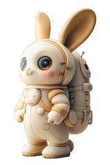 astronaut bunny miniature figurine 3D rendering on white background