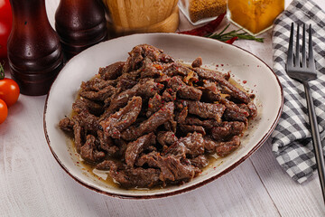 Stew beef slices with gravy