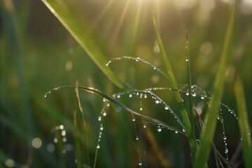 dew, grass, water, beautiful, droplets, nature, green, morning, sunlight, landscape, fresh, dewdrops