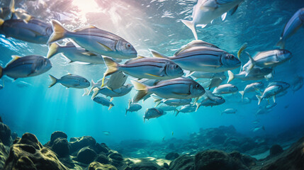 Fototapeta na wymiar School of fish underwater photo Gulf of Mexico Can
