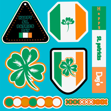Image of a set of stickers for celebrating St. Patrick's Day.