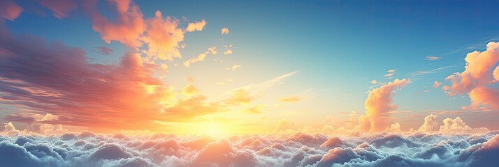 Fototapeta premium Captivating Sunset Sky: Mesmerizing Nature Backgrounds with Sun-kissed Clouds and a Palette