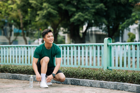 Healthy guy athlete enjoy outdoor lifestyle sport training