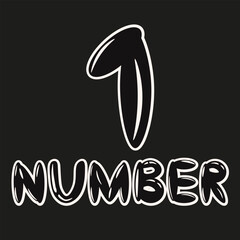 3d Bubble Number one sticker art isolated black background. Word in air Balloon style. Font template. Vector illustration can used web social media design. Design t-shirt print. EPS 10 