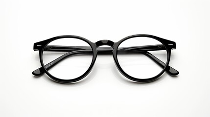 Fashionable Retro Glasses with Black Plastic Frame, Isolated on White Background. Perfect Eye Wear for Any Occasion