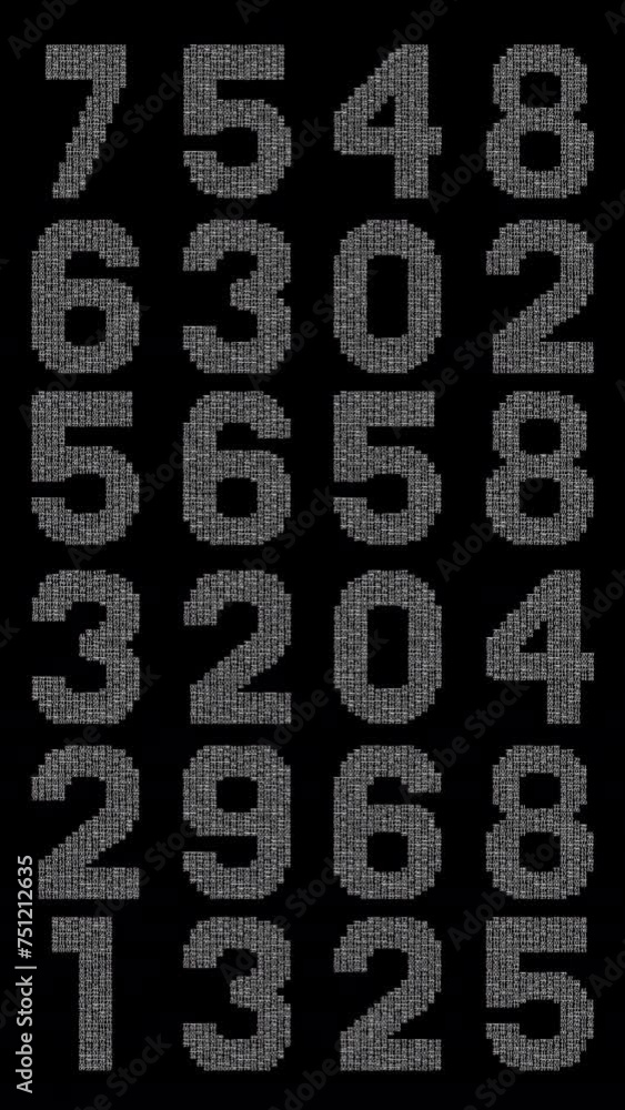 Aufkleber counting numbers, time and code information in vertical
