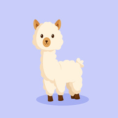 Cute Alpaca Character Design Illustration