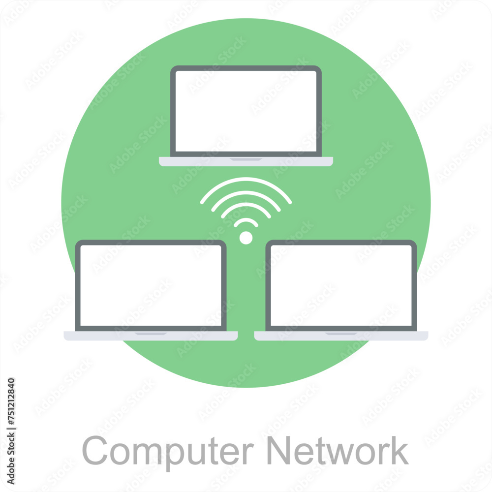 Wall mural computer network and connection icon concept