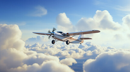 Fototapeta na wymiar Small plane in cloudy sky for rainmaking