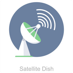 Satellite Dish and broadcast icon concept