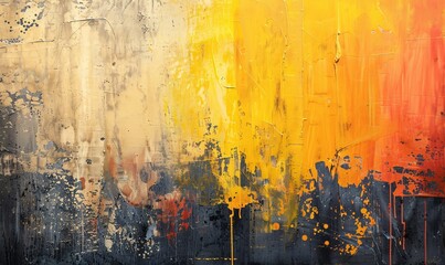 Yellow and Blue Abstract Painting Generative AI