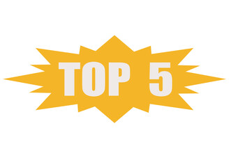 Top 5 - Top Five colorful label on white background. Vector illustration.