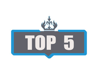 Top 5 - Top Five colorful label on white background. Vector illustration.