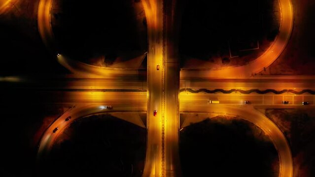 Landscape. Cyprus at night. A road junction. Highway. 
